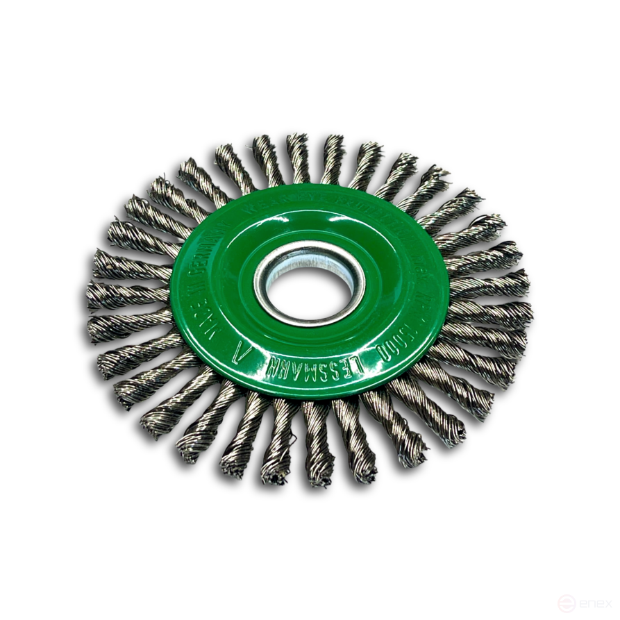 Щетка дисковая жгутовая, Д150 мм, ширина 6 мм, 48 жгутов, нержавеющая прямая проволока ROH 0,50 мм, посадочное отверстие 22,2 мм