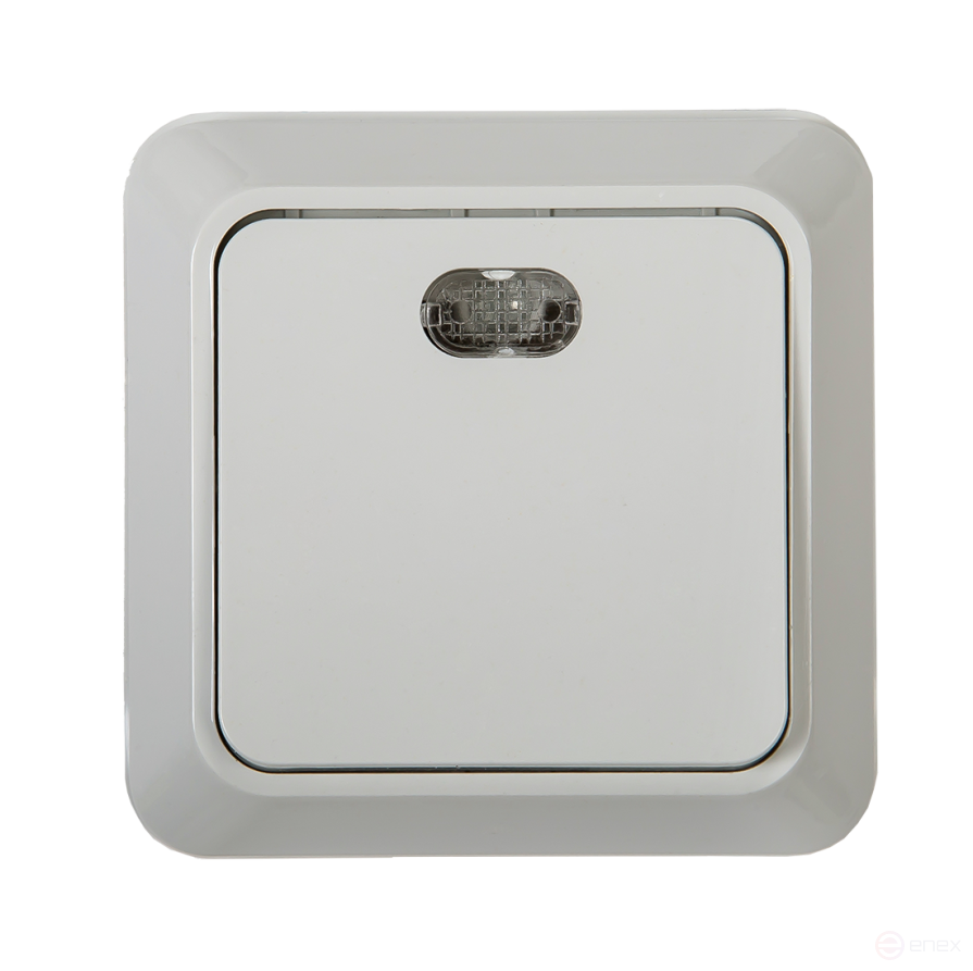 Выключатель одноклавишный с подсветкой BOLLETO белый накладной 7121 IN HOME