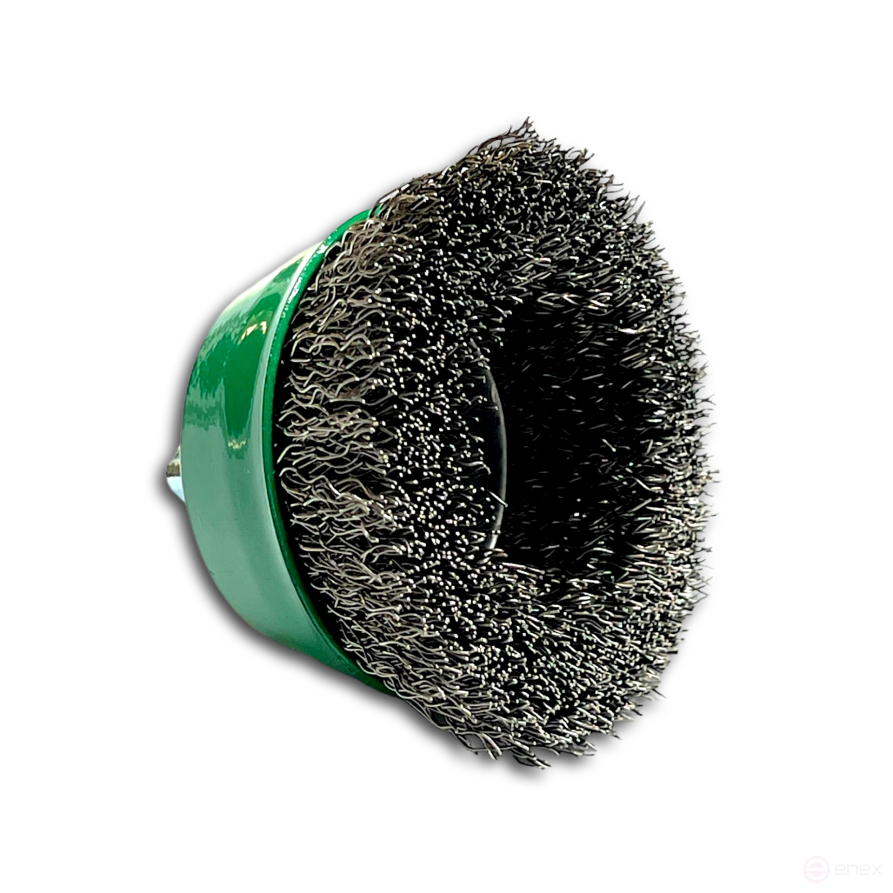 Щетка чашечная гофрированная, Д65 мм, посадка М10, нержавеющая гофрированная проволока ROF 0,35 мм