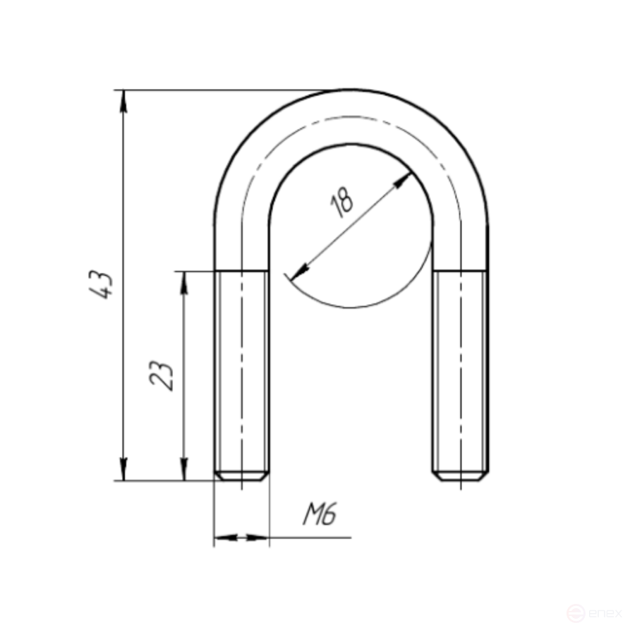 Керн Комплект хомут U образный гост 24137-80 м6х18 + 2 гайки + 2шайбы. Оцинкованный. 10 комплектов RKU00060202001-10
