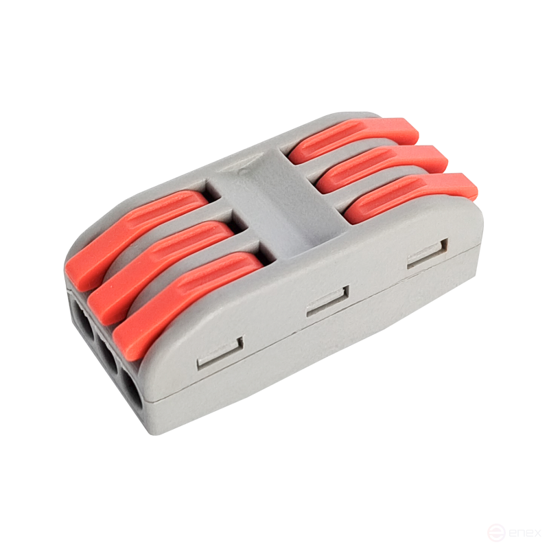 Клемма проходная КП 222-2413 с рычагами 3 полюса 0.08-2.5/4мм2 (10шт./уп.) IN HOME