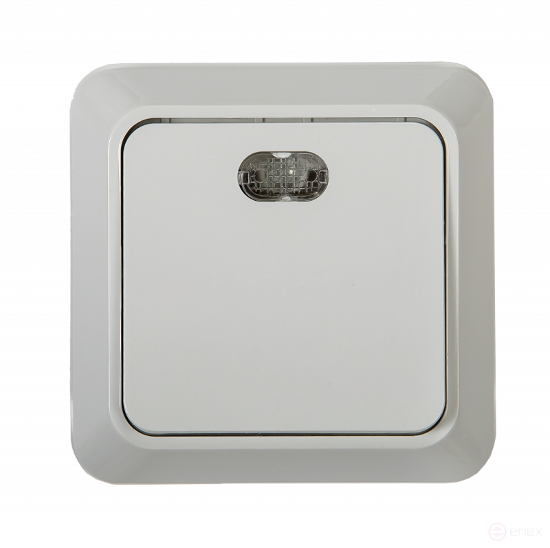 Выключатель одноклавишный с подсветкой BOLLETO белый накладной 7121 IN HOME