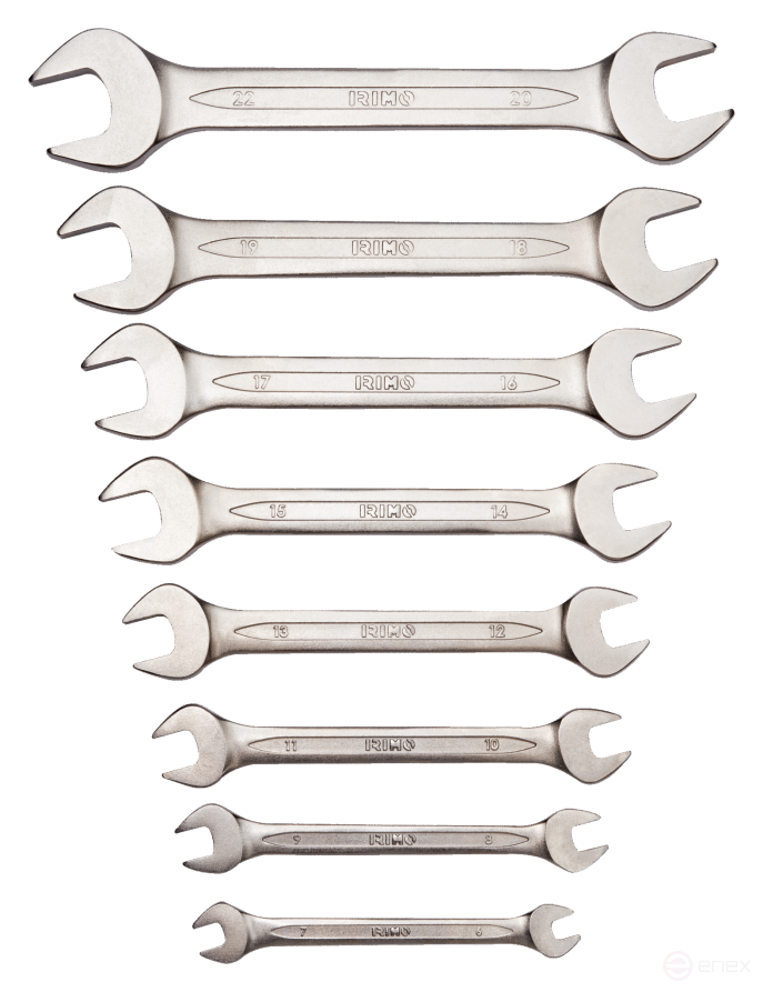 Набор двусторонних рожковых ключей, 8 шт. (6 - 22 мм), пластиковый держатель