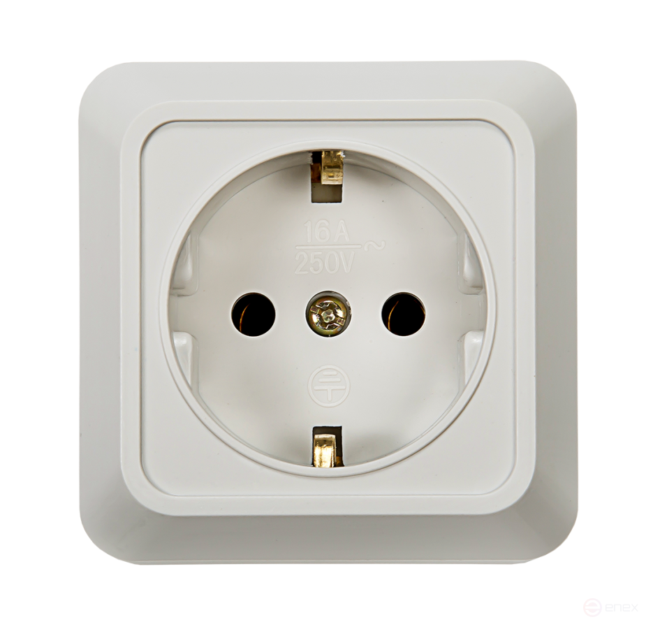 Розетка одинарная с заземлением BOLLETO белая накладная 7028 IN HOME