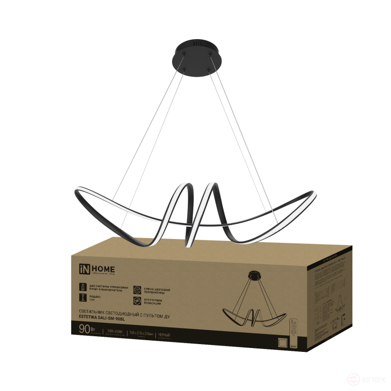 LED lamp ESTETIKA DALI-SM-90BL 90W 230V 3000-6500K 760x210x210mm 1.2m cable DN black IN HOME