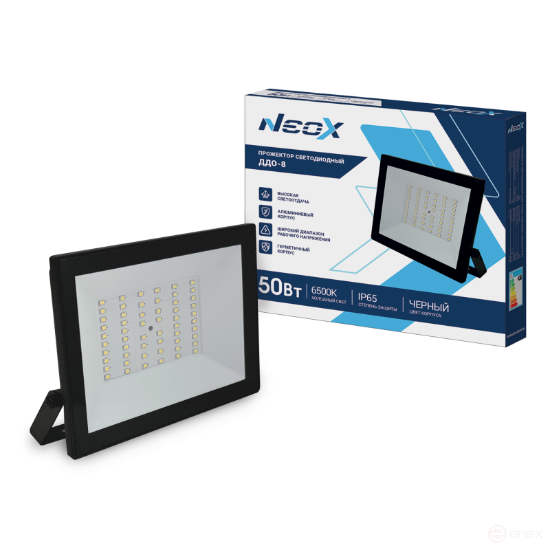Прожектор светодиодный ДДО-8 50Вт 230В 6500К 5000Лм 100лм/Вт IP65 черный NEOX