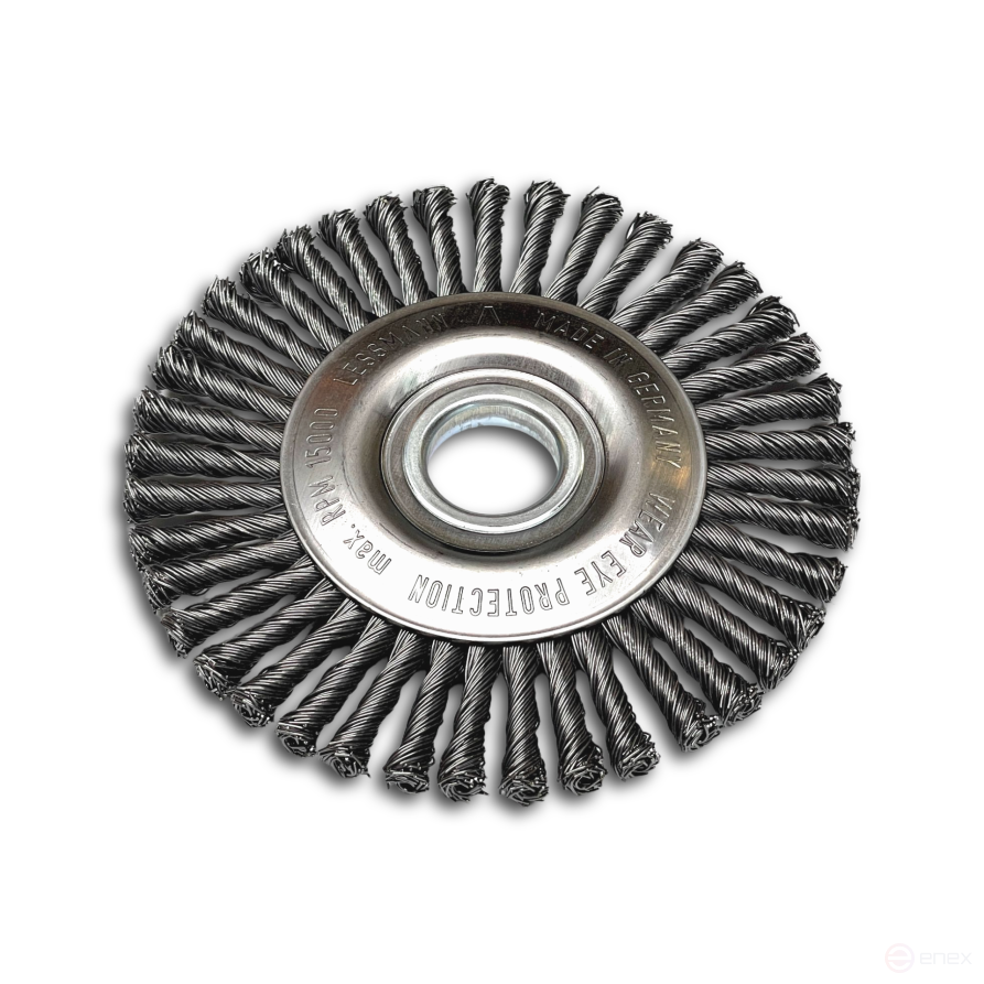 Disc brush harness, D125 mm, width 6 mm, 20 bundles, straight steel wire STH 0.50 mm, landing hole 22.2 mm