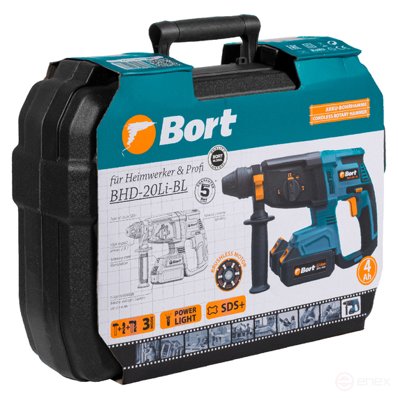 Перфоратор аккумуляторный BORT BHD-20Li-BL (2x4,0А.ч)