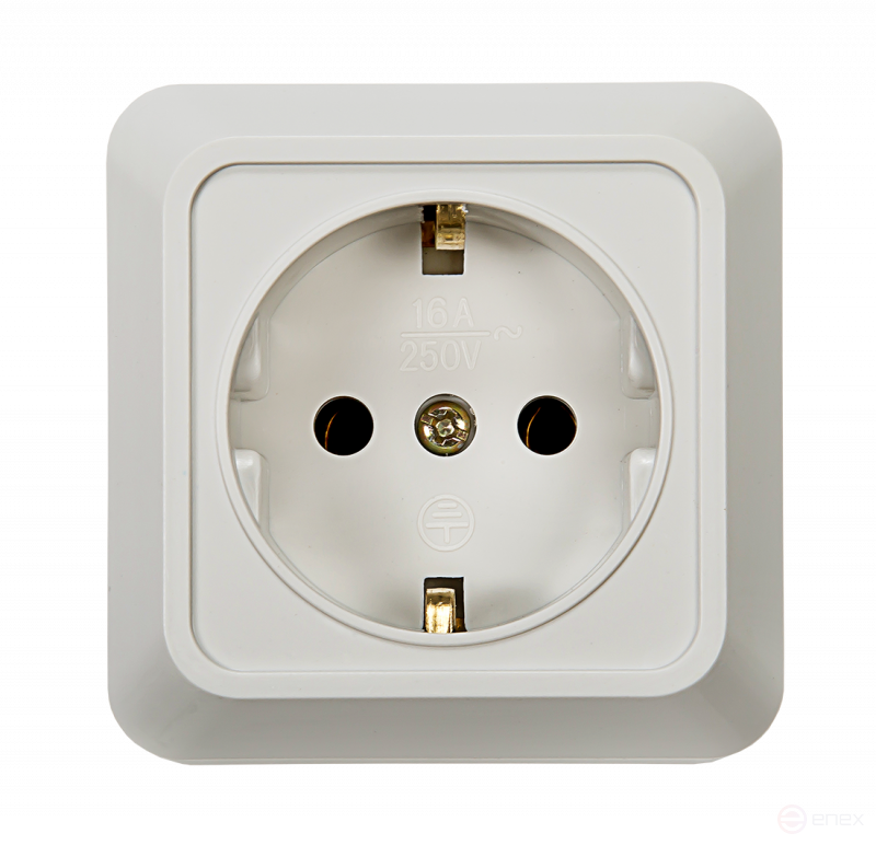 Розетка одинарная с заземлением BOLLETO белая накладная 7028 IN HOME