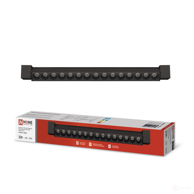 Светильник трековый линейный светодиодный поворотный LTR-02R-TL 3040B 30Вт 4000К 475мм 24 градуса черный серии TOP-LINE IN HOME
