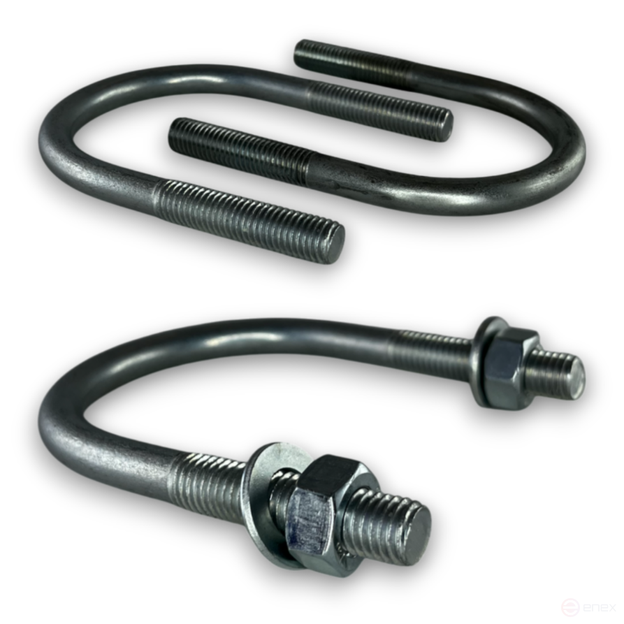 Керн Комплект хомут U образный гост 24137-80 м12х75 + 2 гайки + 2шайбы. Оцинкованный. 5 комплектов RKU00120752005