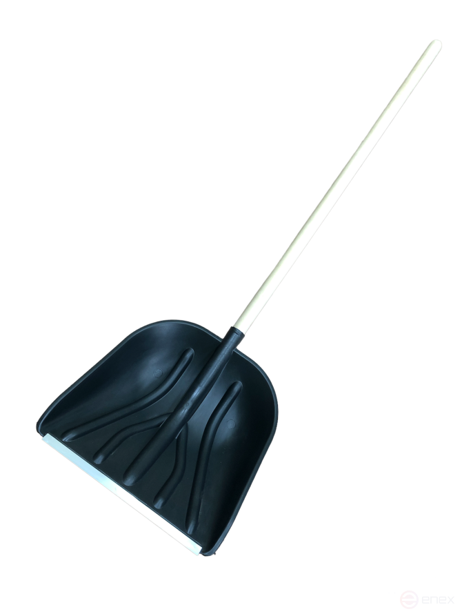 Shovel "Merchant" 400x390 d-32, black with galvanized bar with wooden handle 1200*32