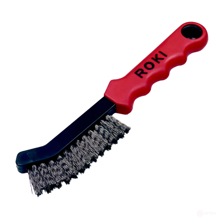 Щетка ручная для тормозных колодок, 2х12/13 рядная, 225х12/18 мм, стальная гофрированная проволока STA 0,30 мм, высота ворса 22 мм