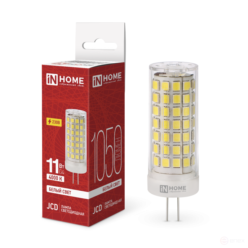 Лампа светодиодная LED-JCD 11Вт 230В G4 4000К 1050Лм IN HOME