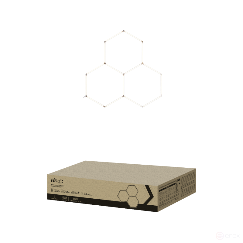 Светильник светодиодный ДБО-HEXAGON 3С-15065 150Вт 230В 6500К 3 соты 0.5м шнур с вилкой 1617x1611мм NEOX