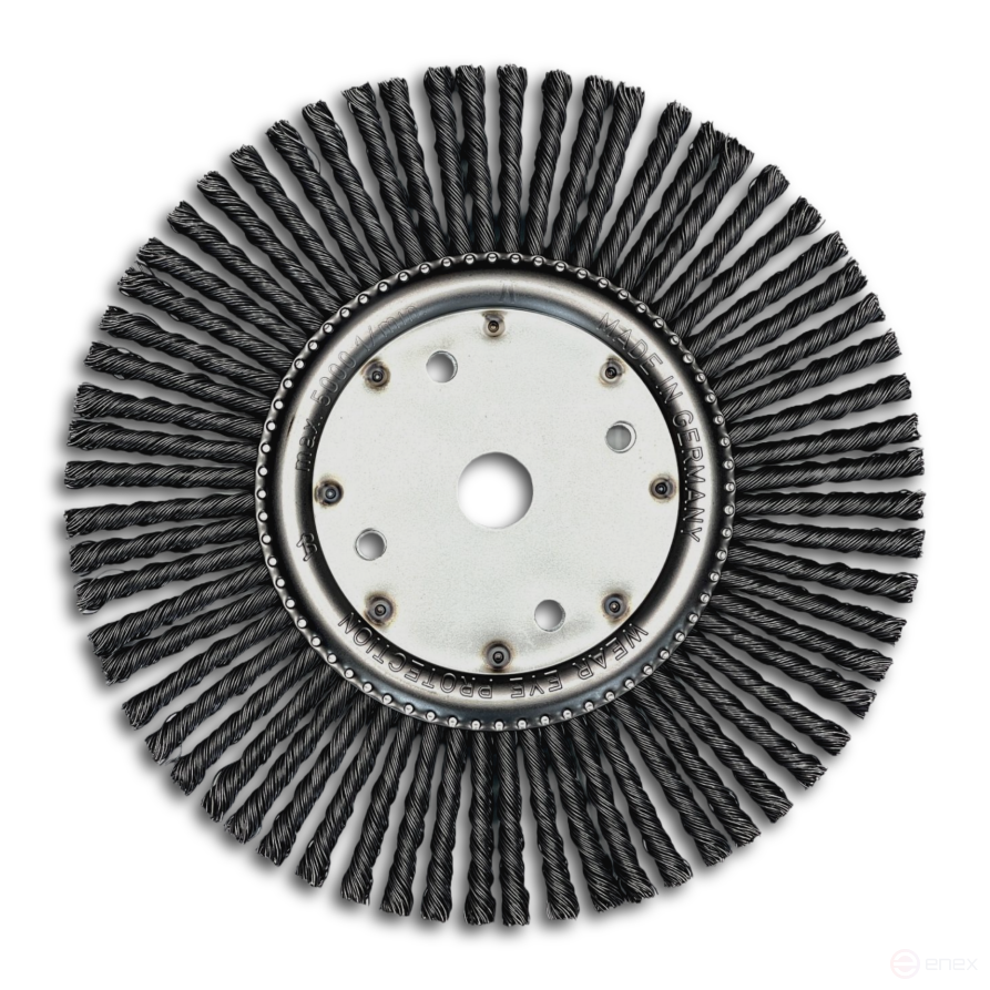 Щетка дисковая жгутовая, Д300 мм, ширина 10 мм, 64 жгута, стальная прямая проволока STA 0,80 мм, посадочное отверстие 25,4 мм, высота ворса 67 мм