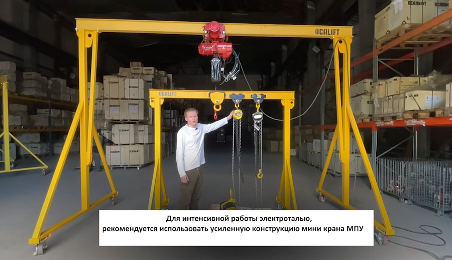 Мини-кран козловой усиленный МПУ OCALIFT 5т 5х5 метров с талью 05-02s 380в