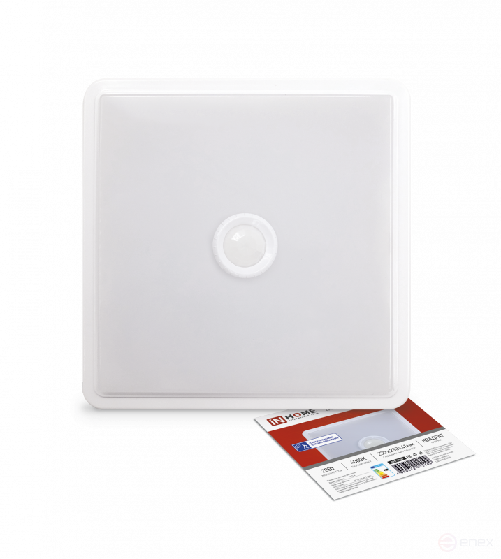 Светильник светодиодный СПБ-2Д-КВАДРАТ 20Вт 4000К 1400Лм 230мм с датчиком белый IN HOME