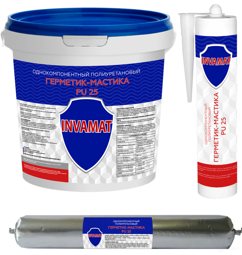 INVAMAT PU 25 Герметик полиуретановый, файл-пакет 600 мл (серый)