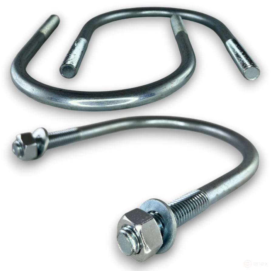 Керн Комплект хомут U образный гост 24137-80 м12х115 + 2 гайки + 2шайбы. Оцинкованный. 5 комплектов RKU00121152005