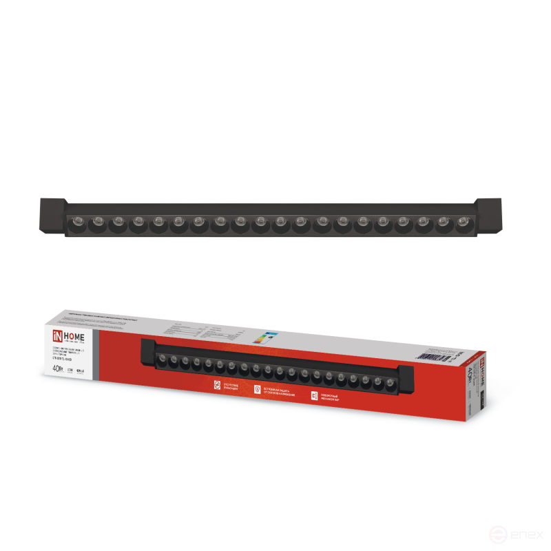 Светильник трековый линейный светодиодный поворотный LTR-02R-TL 4040B 40Вт 4000К 605мм 24 градуса черный серии TOP-LINE IN HOME