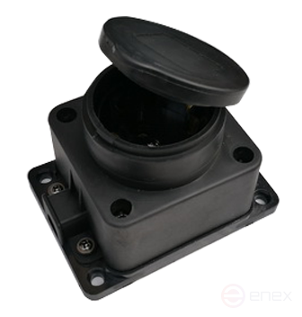 Розетка одинарная с заземлением каучук с заглушкой 16А IP44 черная 9321 IN HOME