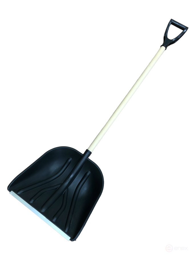 Shovel "Merchant" black with aluminum bar with wooden handle and V-handle, 400x390 d-32