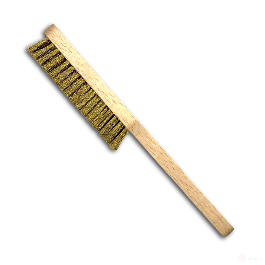 Manual brush, 4 row, 225x20 mm, MES corrugated brass wire 0.15 mm, pile height 20 mm