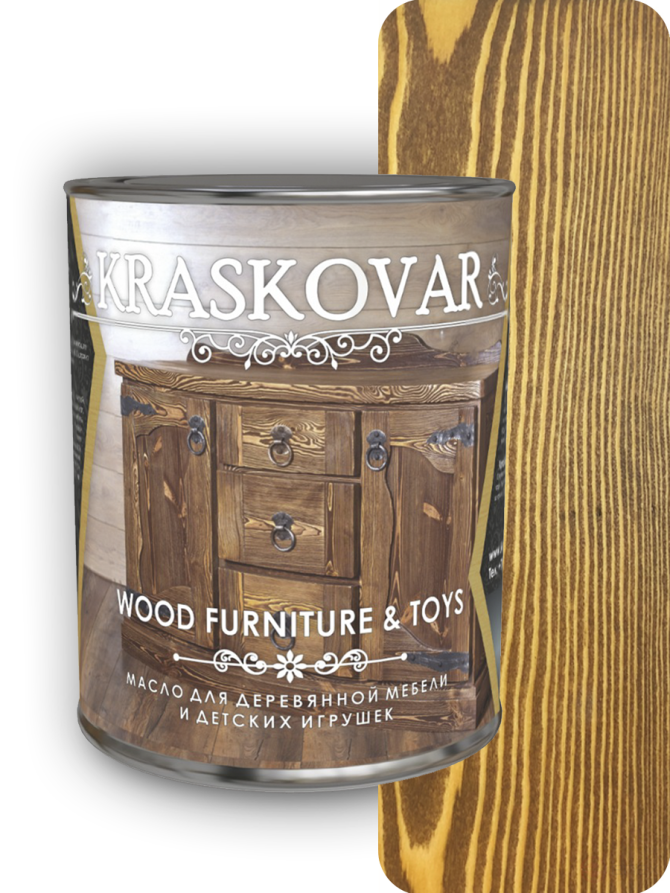 Масло Kraskovar Wood Furniture & Toys для мебели и детских игрушек Орех