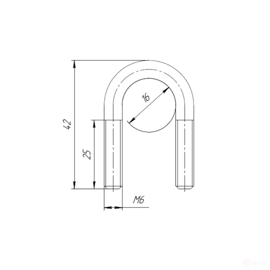 Керн Комплект хомут U образный гост 24137-80 м6х16 + 2 гайки + 2шайбы. Оцинкованный. 10 комплектов RKU00060162010