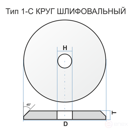 Круг шлифовальный 1-С 136 30 32 25А 24 N 8 V 35 П/О чертеж 353000 АА