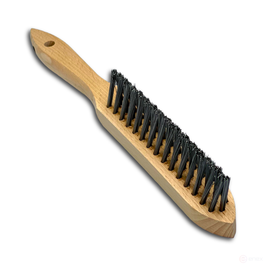 Щетка ручная для угловых швов, 3 рядная, нержавеющая проволока RO8 прямая 0,30 мм, не магнитная, высота ворса 35 мм