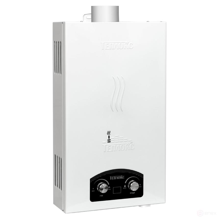 GPV-10-LUX, Gas flow water heater with a TEPLOX turbine, 20 kW, flow rate 10 l/min, body color white