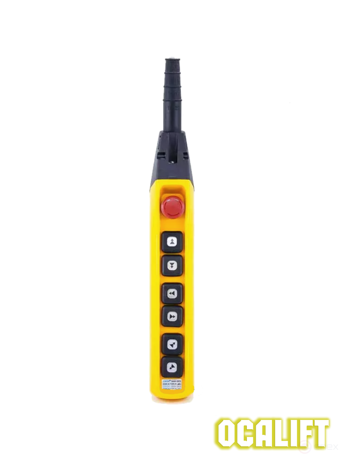 Control panel 6 buttons, 2 speeds, stop, key, for crane beams, IP55 TNHA1-63FYS