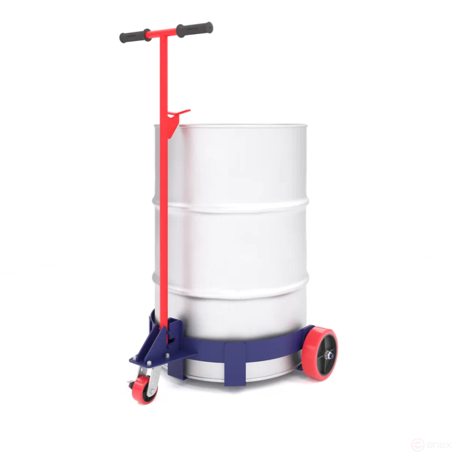 Trolley for transporting metal barrels KB 3 (cast wheels with polyurethane contact layer d200+ d100 bearing with brake)