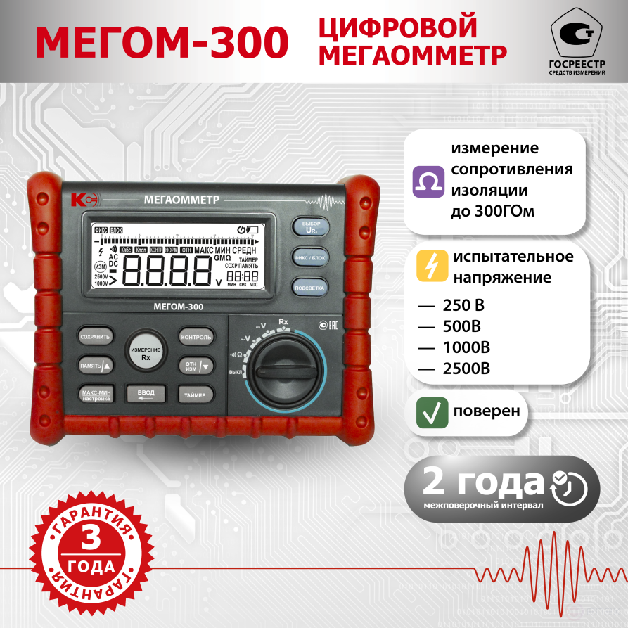 Digital megaohmmeter MEGOM-300