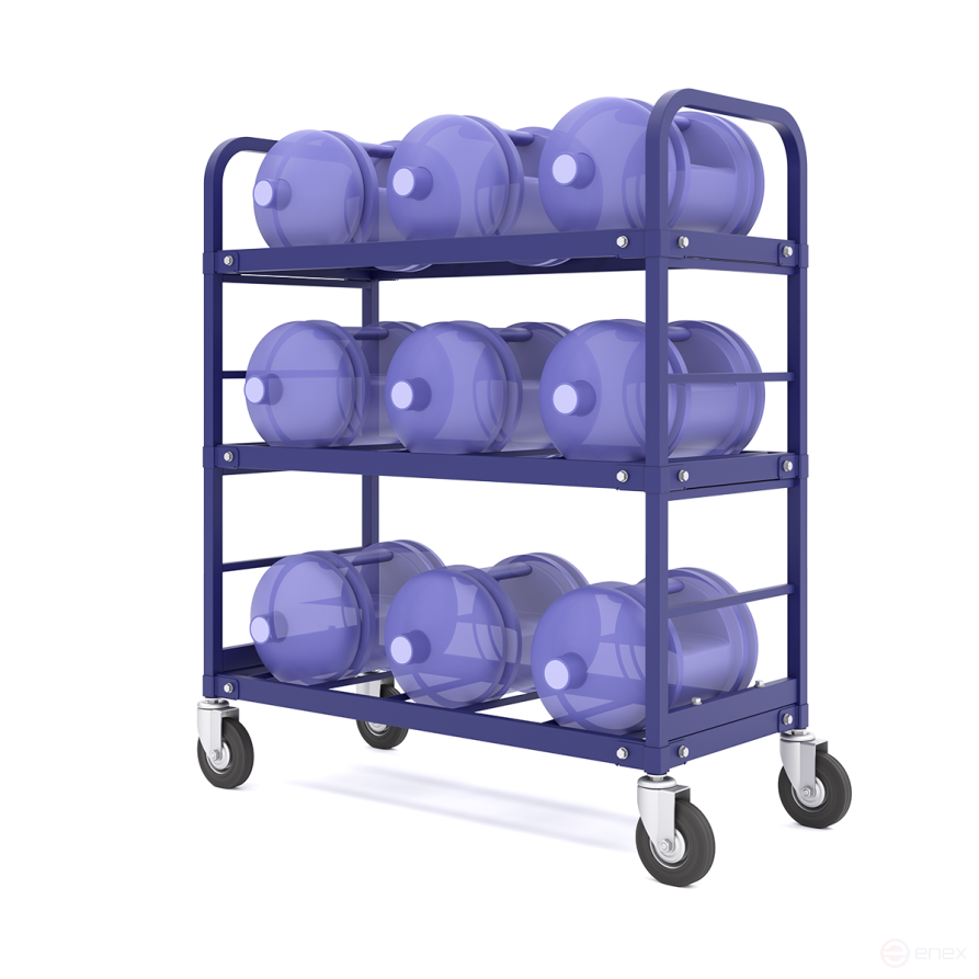 Trolley for transporting 9 cylinders of water TSVD 9 wheels d160mm