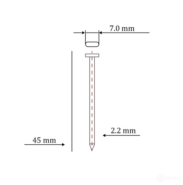 Concrete nail type ST/TN for pneumatic gun (45 mm, type 14ga, 1000 pcs/pack)