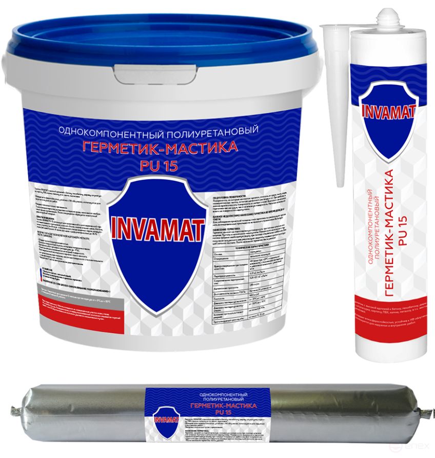 INVAMAT PU 15 Герметик полиуретановый, файл-пакет 600 мл (серый)