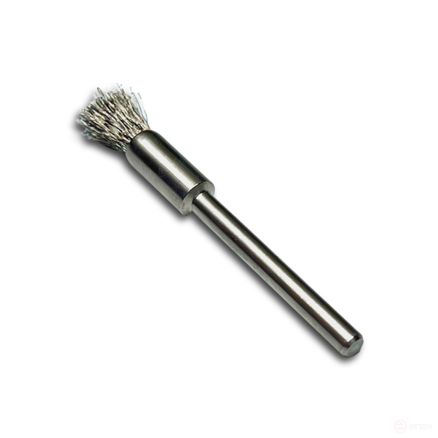 The brush is a corrugated brush, D5 mm, shank 3 mm, stainless corrugated ROF 0.10 mm