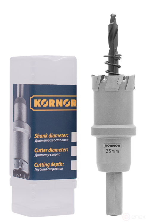 Корончатое сверло TCT Drill, L-10 мм, 30x25 мм Kornor