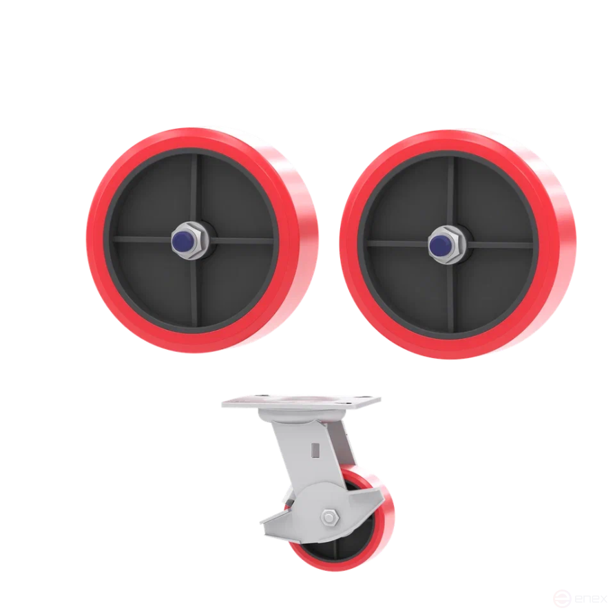 Тележка для перевозки металлических бочек КБ 3 (колёса литые с полиуретановым контактным слоем d200+ d100 опорное с тормозом)