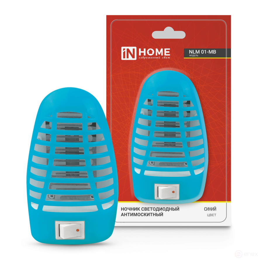 Ночник светодиодный антимоскитный NLM 01-MB синий с выключателем 230В IN HOME