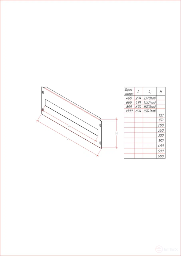 MULTICOLOR Plastron (1000x150) hole for DIN devices (WxDxH) RAL 7035