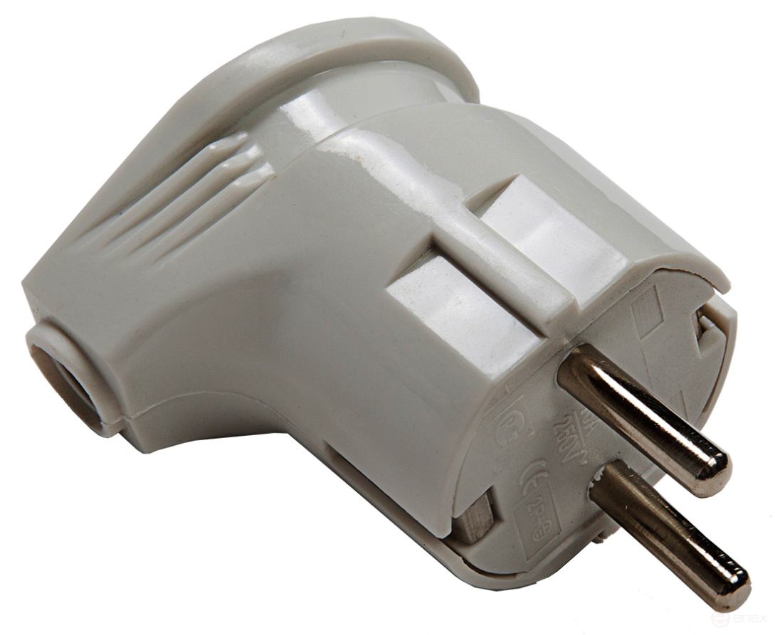 Вилка угловая с заземлением 16А белая 4110 IN HOME