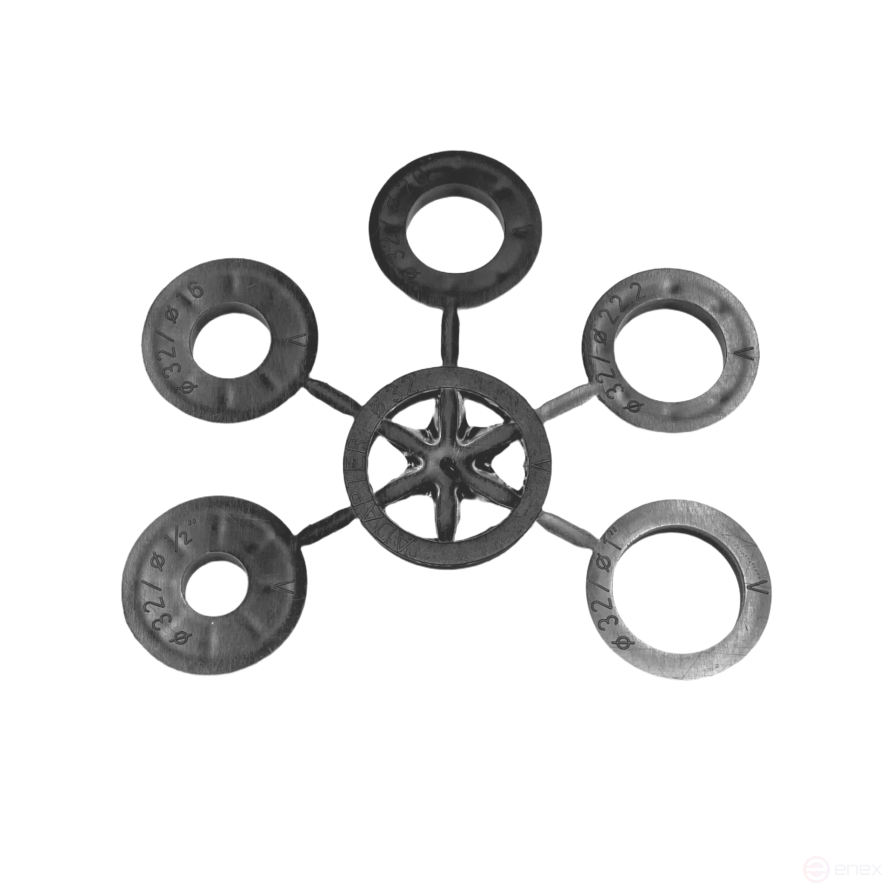 Щетка цилиндрическая гофрированная, Д150 мм, ширина 25 мм, стальная гофрированная проволока STA 0,20 мм, набор адаптеров - сет 3