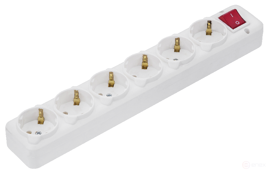 Plug NE-AD 6 sockets with switch, grounded
