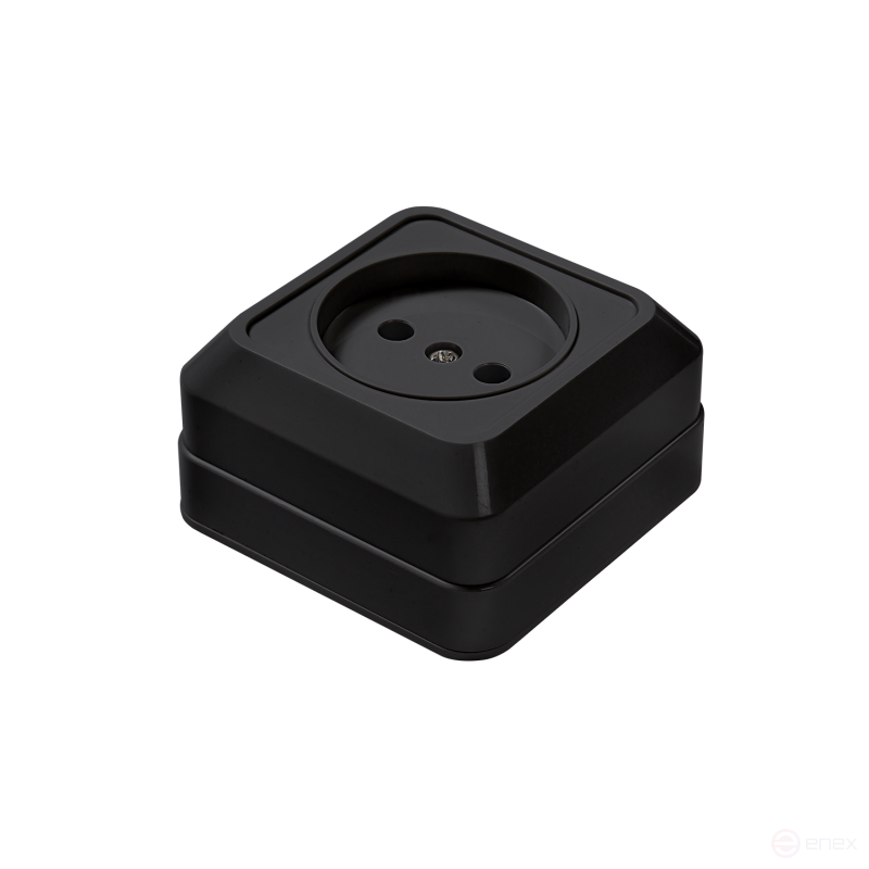 Розетка одинарная BOLLETO черная накладная 7022B IN HOME