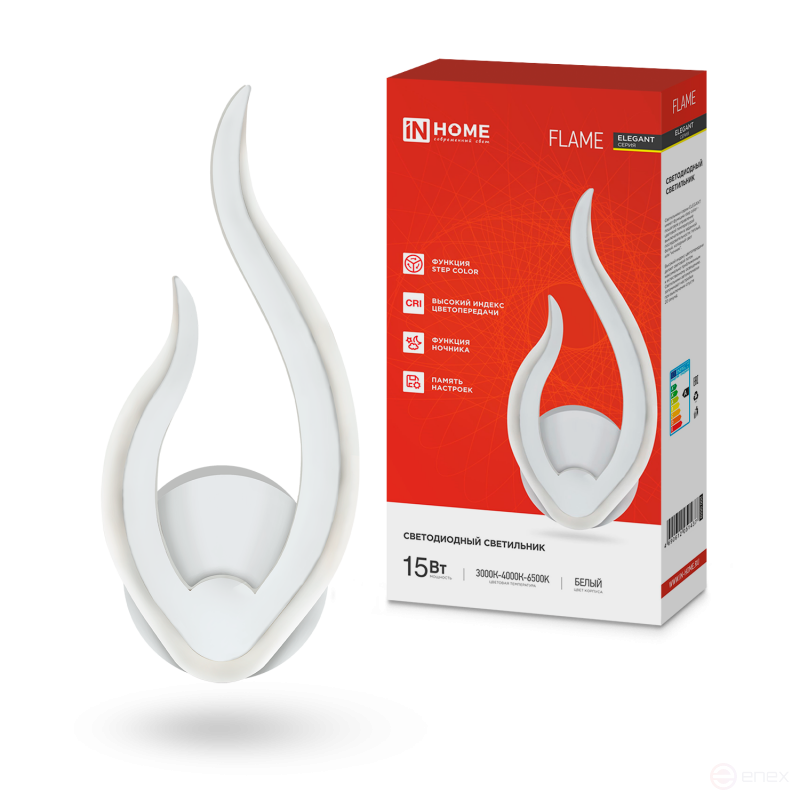 Светильник светодиодный ELEGANT FLAME 15Вт 230В 3000-6500K 1200Лм STEP COLOR белый IN HOME