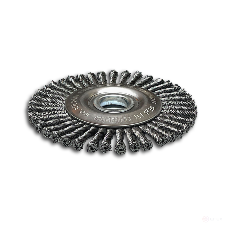 Disc brush harness, D125 mm, width 6 mm, 20 bundles, straight steel wire STH 0.50 mm, landing hole 22.2 mm